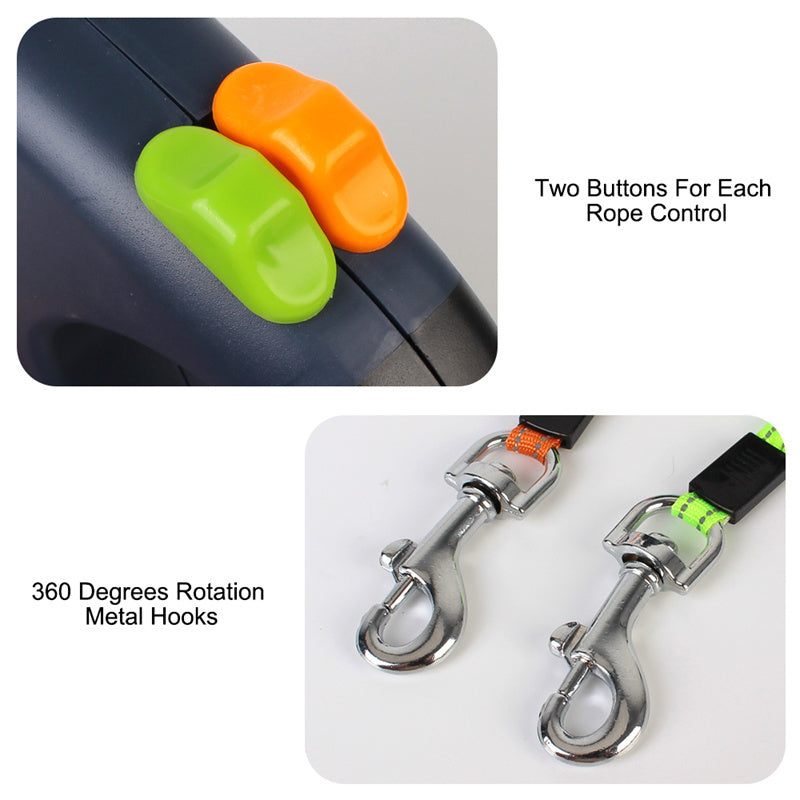 Retractable duel Dog Leash